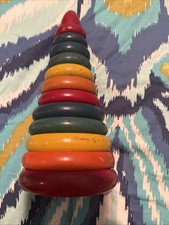 Vintage Holgate Rainbow Wooden Stacking Rings Toy 12 Piece 8” Inch Nostalgic Toy picture