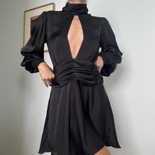 Orseund Iris black dress with tie waist size L excellent condition picture