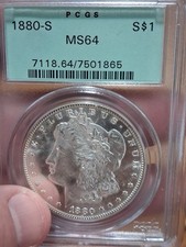 1880-S Morgan Silver Dollar PCGS Old Green Holder MS64 Blinding Luster See Vid picture
