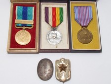 WW2 & PRE WW2 JAPANESE MEDALS & BADGES LOT WWII JAPAN SILVER AIR DEFENSE WAR picture