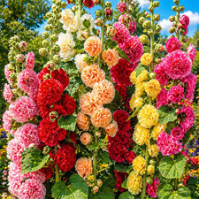 200+ HOLLYHOCK AUTUMN MIX SEEDS | 🌸 | HUMMINGBIRD | HUGE BLOOMS |  picture