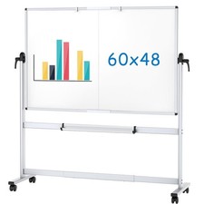 VIZ-PRO Double-Sided Mobile Whiteboard 60x 48