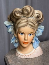 Vintage ENESCO E-9013 Teen Smart Girl Series Head Vase Original Pearls 7.5