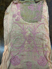 Antique 1920s Beaded Flapper Dress Pink Glass Seed Bead Fragment Study Repurpose picture
