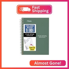 Five Star Spiral Notebook, 1 Subject, College Ruled Paper, 4-3/8