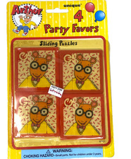 Vintage New 1997 Arthur the Aardvark Sliding Puzzle Party Favors 4 Pack picture