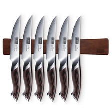 HOSHANHO 4.5in Steak Knives Set of 6 Serrated Steak Knife with Magnetic Strips picture