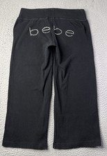 Vintage Y2K Bebe Pants Womens Large Crop Cotton Embellished Spell Out Low Rise picture