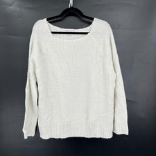 NEW Chelsea28 white silver ribbed knit metallic sweater acrylic wool alpaca XL picture