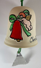 Vintage Christibells Dubre Clay Pottery Christmas Bell Ornament picture