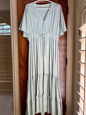 R. Vivimos Sage Green Tiered Maxi Dress — Size XL (US 16/18) picture