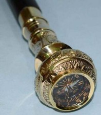 Victorian Handle Brass Wood Walking Stick Cane Antique Vintage Designer Gift picture