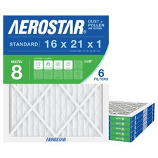 Aerostar 16x21x1 MERV 8 Air Filter, 6 Pack (15 7/8