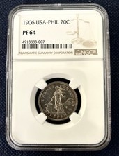 1906 USA-Philippines 20 Centavos Silver 0.75 KM#169 NGC PF 64 Proof picture