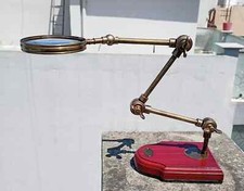 Magnifier Adjustable Antique Brass Magnifying Glass Vintage Nautical Table Decor picture