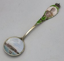 Antique King Oscar II Swedish Silver Enamel Souvenir Spoon picture