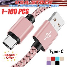 USB-A to USB C Type-C Fast Charging Data SYNC Charger Cable Cord 3/6/10FT lot picture