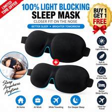 3D Sleep Mask Eye Mask Blackout Blindfold Soft Padded Travel Sleeping Aid 2 Pack picture