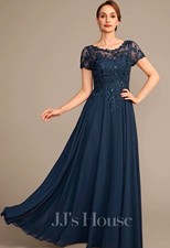 JJ's House Rosaria Dark Navy A-line Sequins Lace Dress Size 12 picture