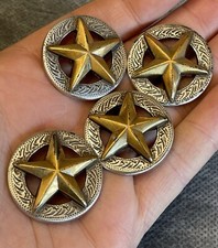 Antique Style Silver Bronze Metal Buckle Star Detail Appliques Set Of 4 picture