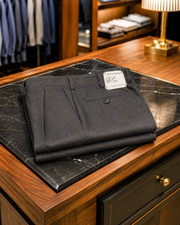Oxxford Clothes Mens 38 Tall Charcoal Gray 100% Wool Double Pleat Dress Pants picture