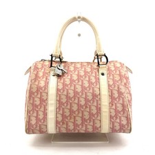 Christian Dior Trotter PVC Canvas Mini Boston Hand Bag Pink White Auth picture