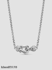 NEWDavldPetite Buckle Necklace in Sterling Silver with Diamonds, 16.2MM 42CM+3+3 picture