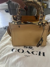 Coach 1941 Rogue 25 Beechwood Leather Snakeskin Handle Bag Receipt Dust Bag picture