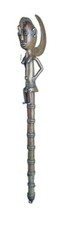 Authentic Antique African Brass Prestige Staff Seated Woman Shrine Scepter picture