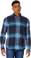 JOHNNIE 0 AFTON HANGIN' OUT BUTTON FRONT SHIRT Mens Size XXL TWILIGHT BLUE PLAID picture