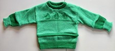 1970’s Kid’s Green Sailboat Nautical Themed Pullover Sweater Vintage Outfit picture