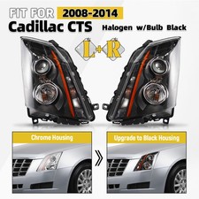 For 2008-2014 Cadillac CTS Halogen Upgrade Headlights Black Conversion Pair picture