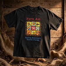 Vintage 1996 Farm Aid T-Shirt Black Concert Tee picture