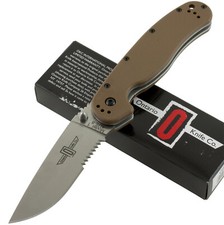 Ontario Coyote Brown RAT 1 AUS-8 Pocket Folding Folder Knife 8849CB Serrated picture