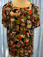 AK Anne Klein Women’s Plus 2X Multicolor Floral Scoop Neck Short Sleeve Knit Top picture