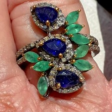 Gorgeous 1.48ctw Rose Cut Diamond Gemstone Studded Silver Victorian Ring Jewelry picture