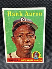 1958 Topps #30 Hank Aaron Yellow Name Braves HOF RARE VARIATION FAIR picture