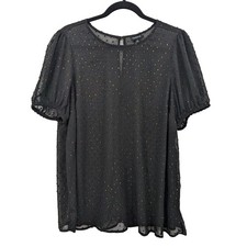 Torrid Sheer Swiss Dot Top Puff Sleeve Lightweight Office Dainty Romantic Plus L picture