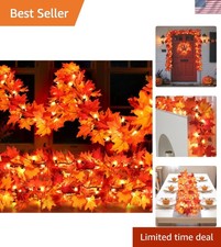Fall Decorations Lighted Fall Garland, 9FT 50 Count Incandescent Lights Brown... picture