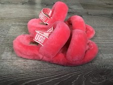 UGG Fluff Yeah Pink Shearling Slingback Open Toe Slippers Women’s US 9 Slip On picture