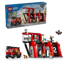 LEGO Fire Station with Fire Truck Block Building Sets, 843 Pieces picture