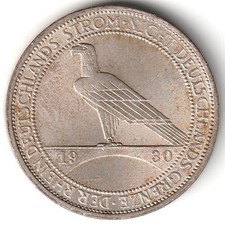 1930 Germany 3 Reichsmark Rhineland Liberation Silver Nice Toning  picture