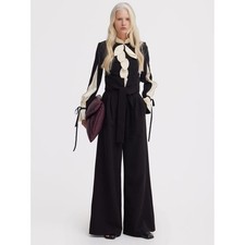 Julia Allert Black High Waist Wide Leg Trousers Large Contemporary Minimalist picture