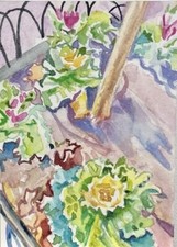 ACEO Art Card Colorful Print Of Original Signed Watercolor Of NYC Street Garden picture