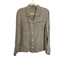 Chicos Women's Brown Linen Blend Button Up Shirt Large Chicos Size 2 picture