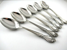 6 Soup Spoons Queens QUEEN'S FANCY International Lyon Satin with Black Accent picture