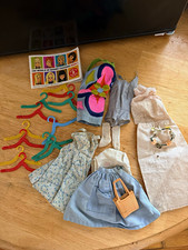 Vtg 1960s Barbie Doll Clothing Lot Zebra Swimsuit World of Barbie Book Hangers picture