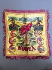 Vintage Korean War Souvenir Silk Map With Fringed Edges 17 x 18 Inches picture