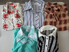 Lot Of 5 True Vintage 1960s-70s Women's Button-Ups For Costuming, Reselling picture