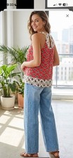 Boden Floral Silk Top Sleeveless Blouse Size US 12 / UK 16 Red Multi Bohemian picture
